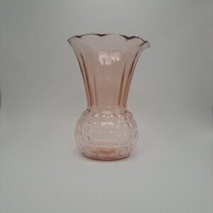 Anchor Hocking Pink Pineapple Depression Glass Vase Vintage
